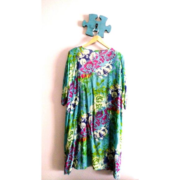 Ulla Popken multicolor long duster cottagecore floralcore top One Size - Picture 9 of 12